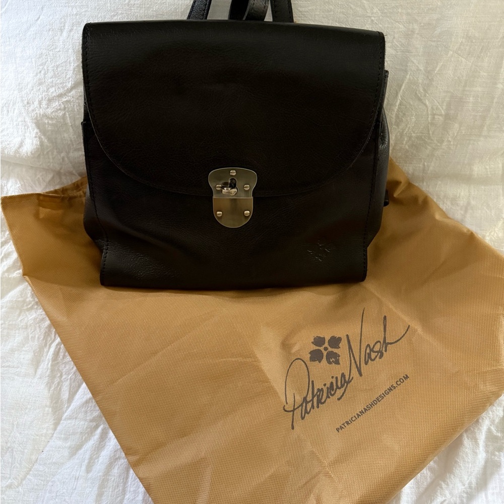 Patricia Nash Black Leather Backpack